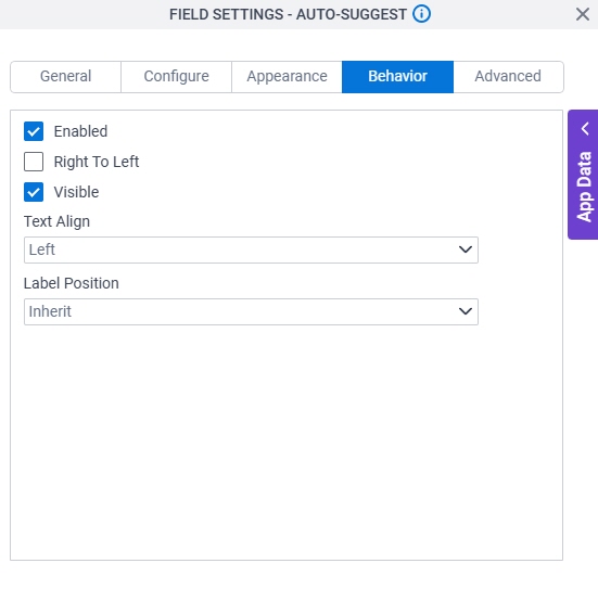 Behavior tab