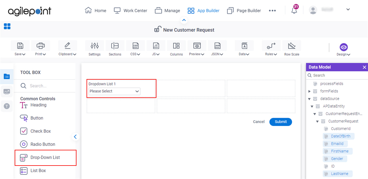 Drop Down Form Control
