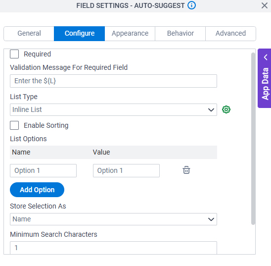 Configure tab