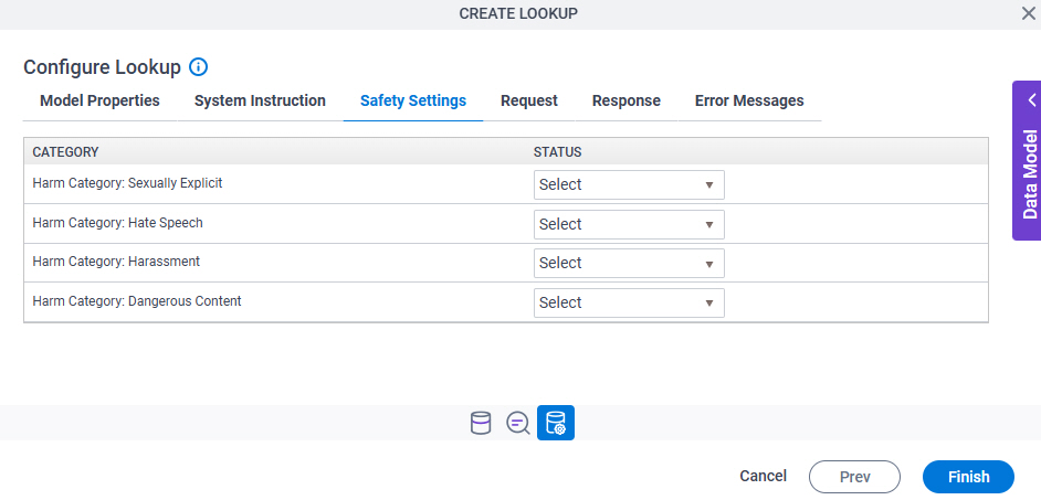 Configure Lookup Safety Settings tab