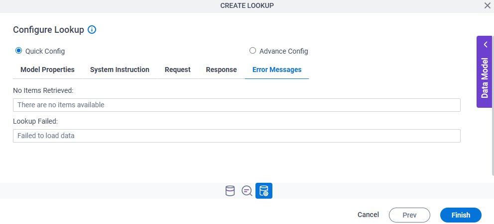 Error Messages tab