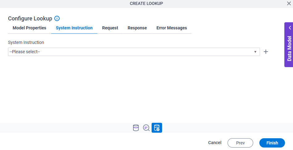 Configure Lookup System Instruction tab
