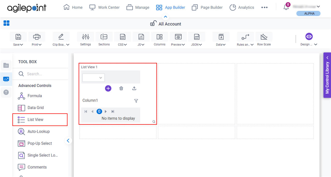 List View control