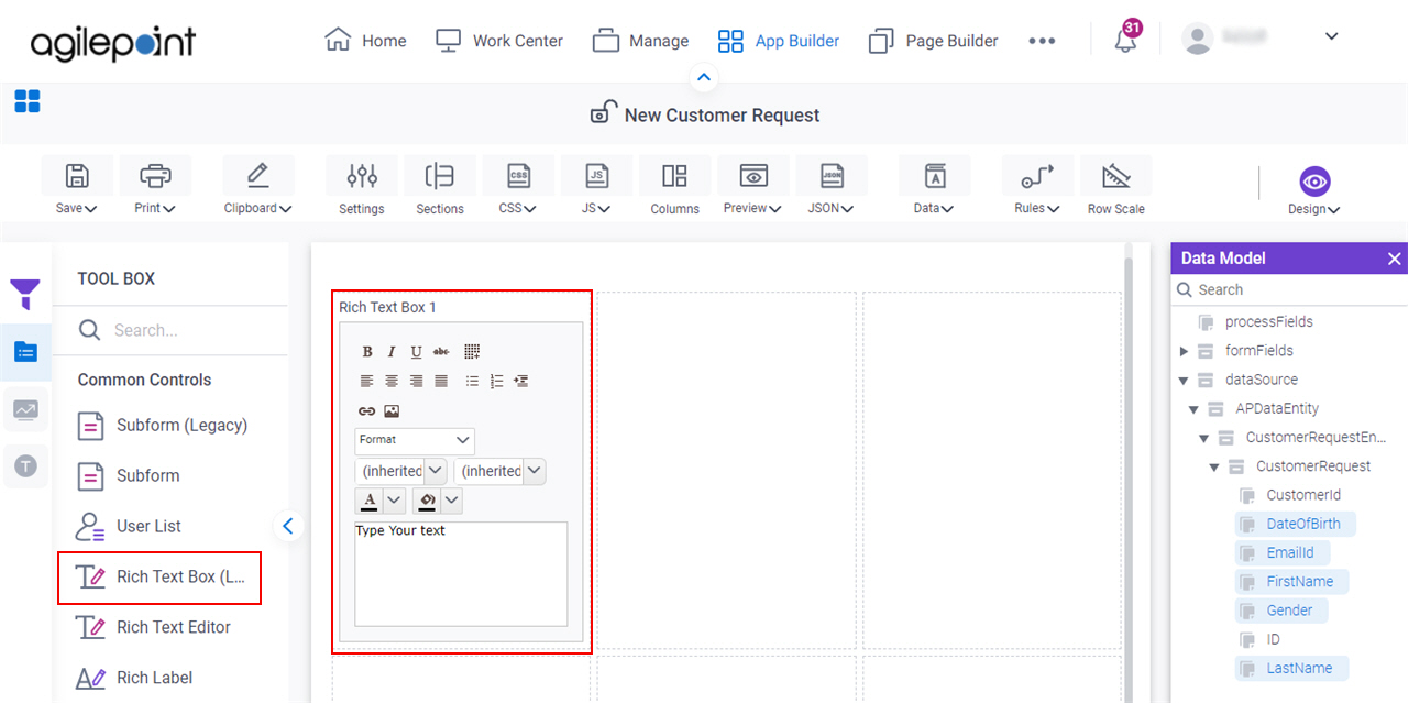 Rich Text Bbox Form Control