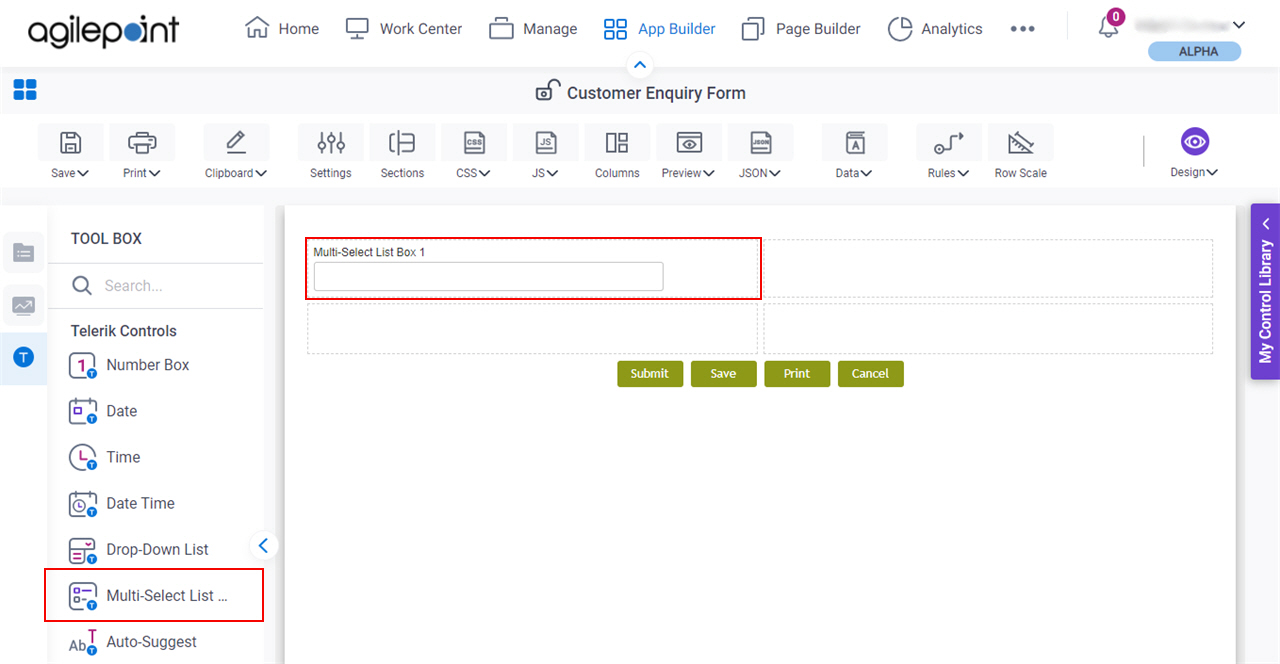 Multi Select List Box form control
