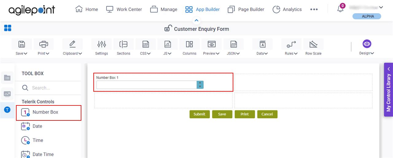 Number Box form control