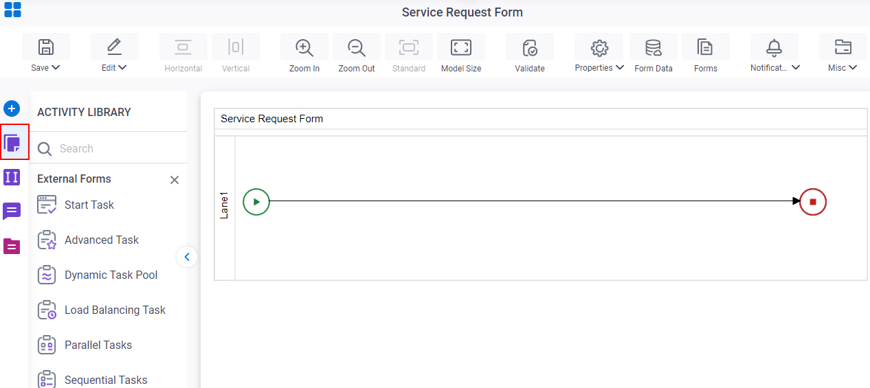 Open External Forms tab