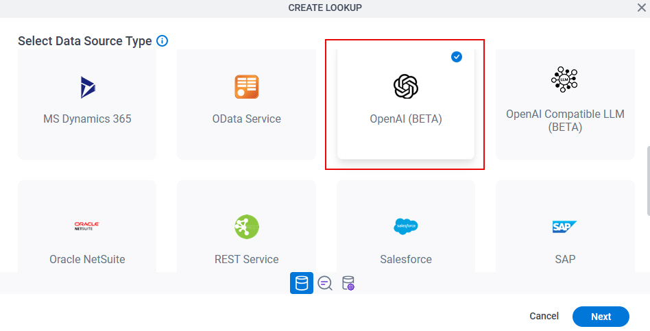Select Data Source Type screen Amazon SageMaker