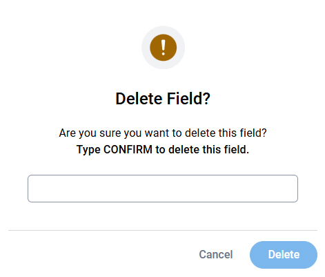Delete Entity Field screen