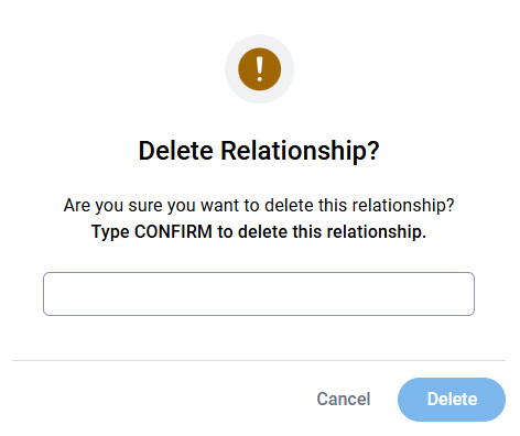 Delete Relationship screen