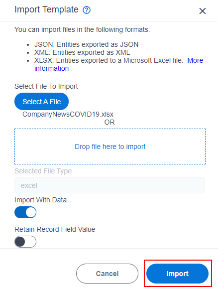 Click Import