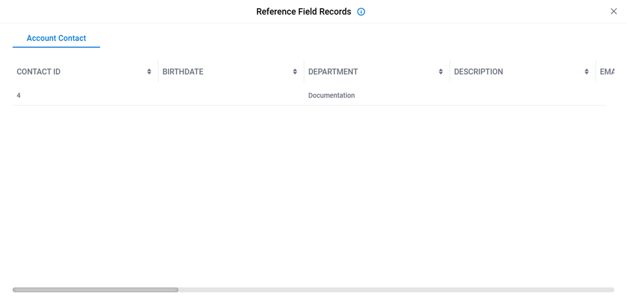 Reference Field Records screen