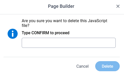Delete JavaScript File screen