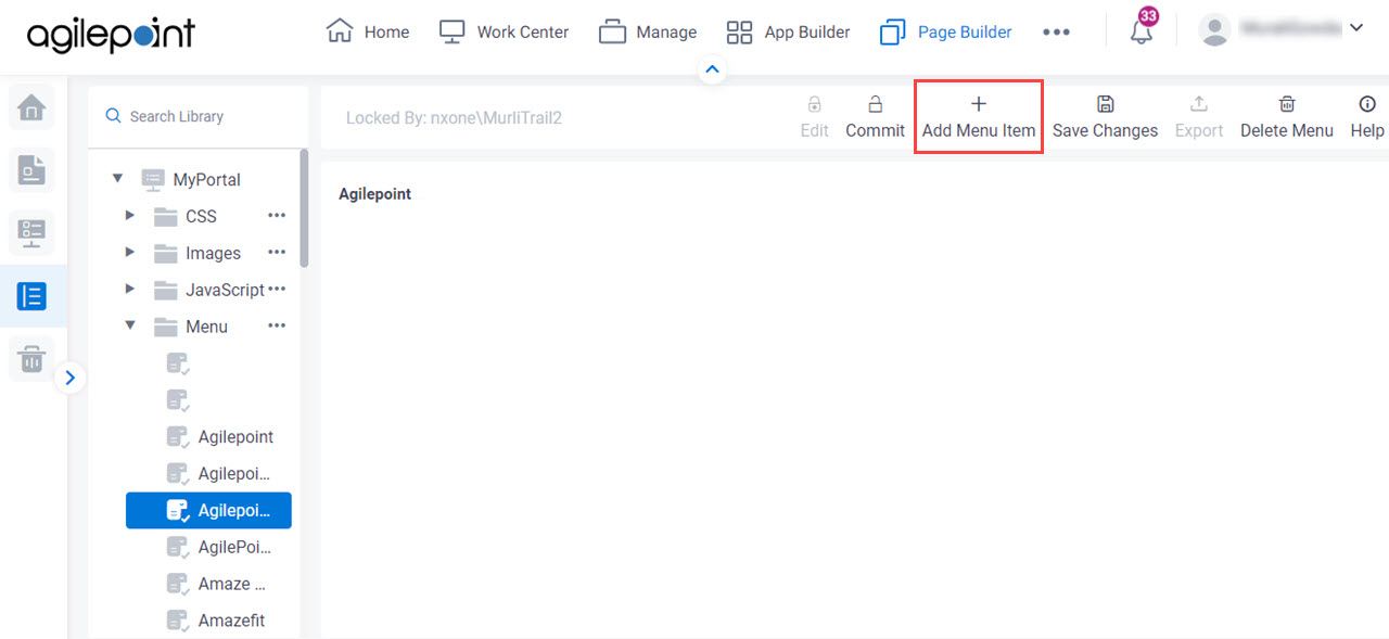 Add Menu Item option