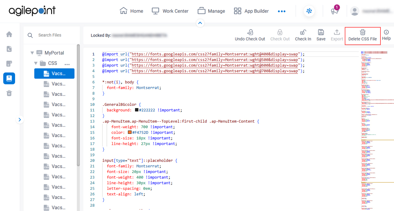 Click Delete CSS File