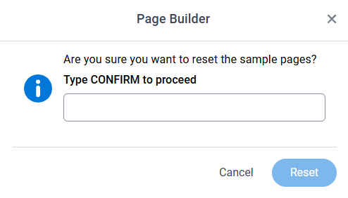 Reset Sample Pages screen