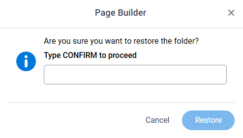 Restore Folder screen
