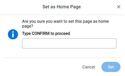 Set As Home Page screen