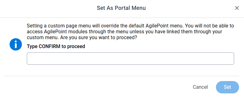 Set As Portal Menu screen
