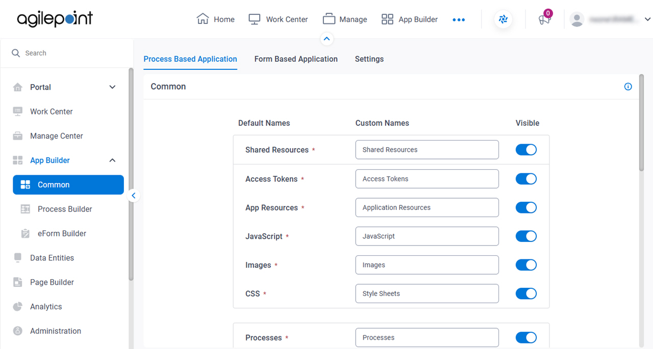 Process based Application tab