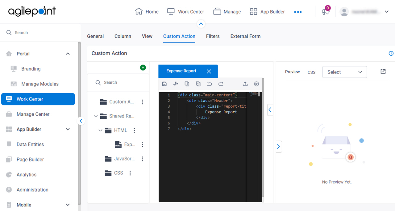 Custom HTML tab