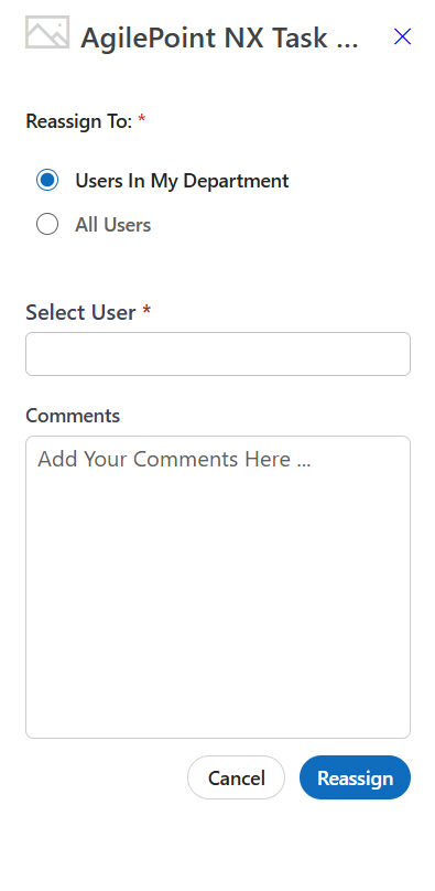 Reassign Task screen