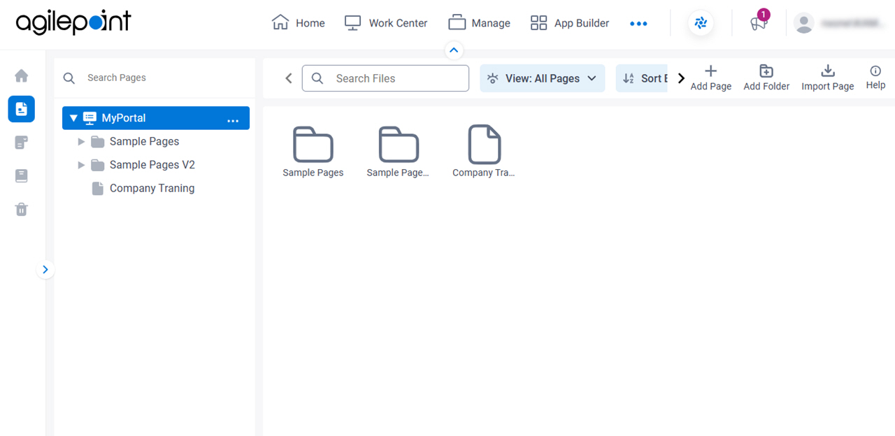 Pages screen