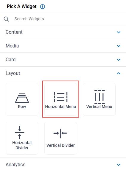 Click Horizontal Menu Widget