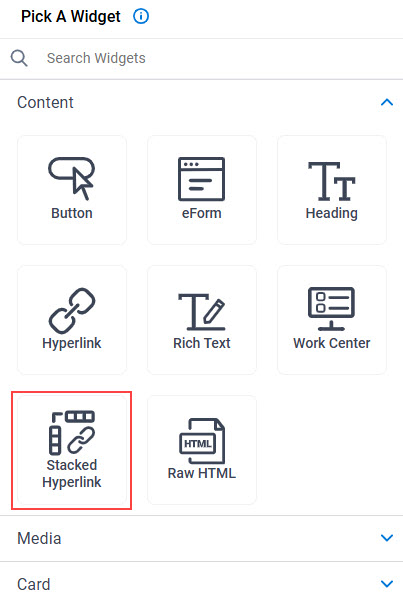 Click Stacked Hyperlink Widget