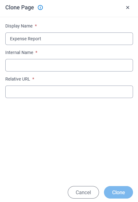Clone Page screen