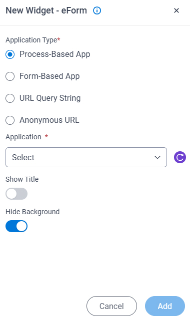 eForm Widget screen