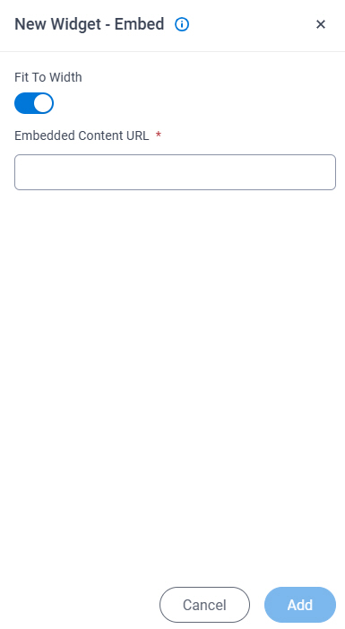Embed Widget screen