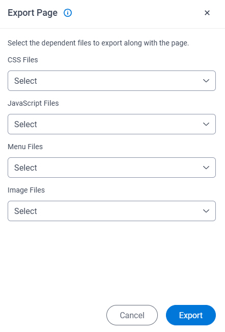 Export Page screen
