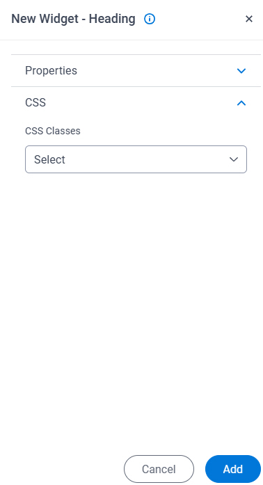 Heading Widget screen CSS tab