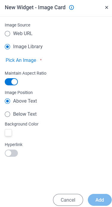 Image Card Widget screen