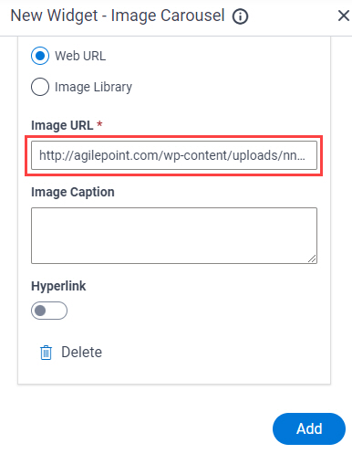 Image Carousel Widget URL field