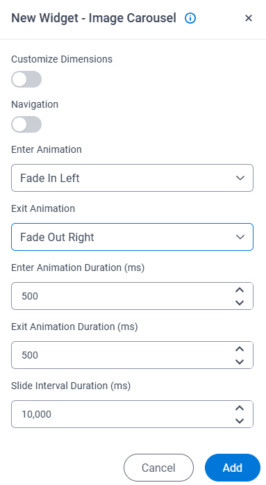 Image Carousel Widget screen