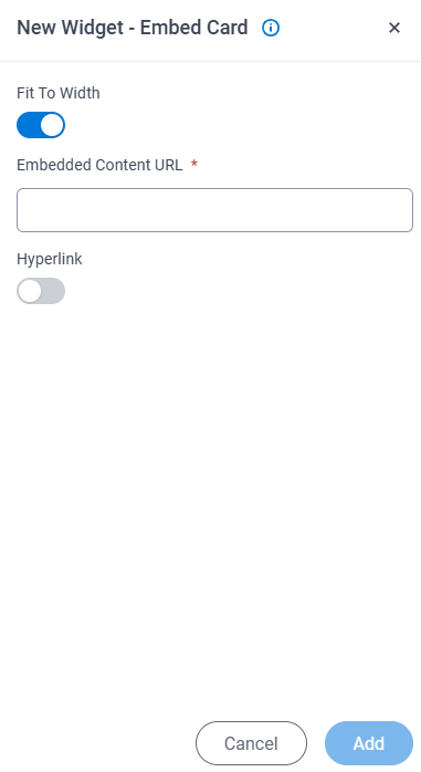 Embed Card Widget screen