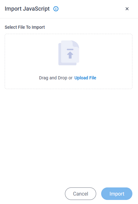 Import JavaScript screen