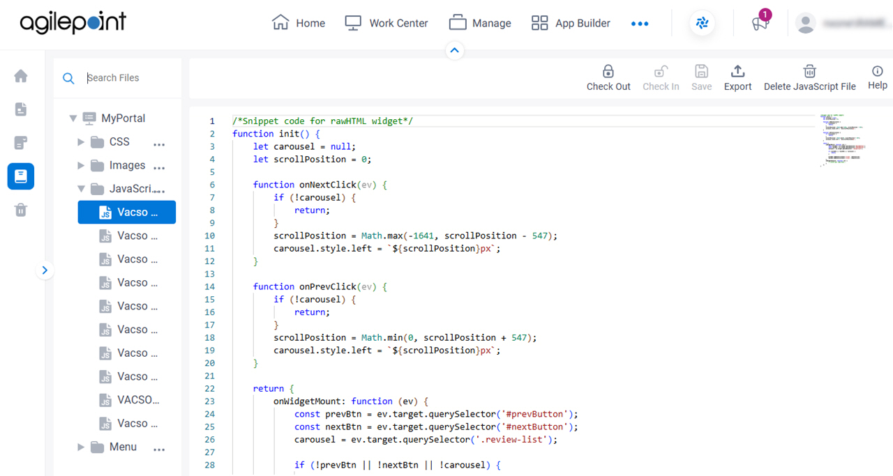 Custom JavaScript screen