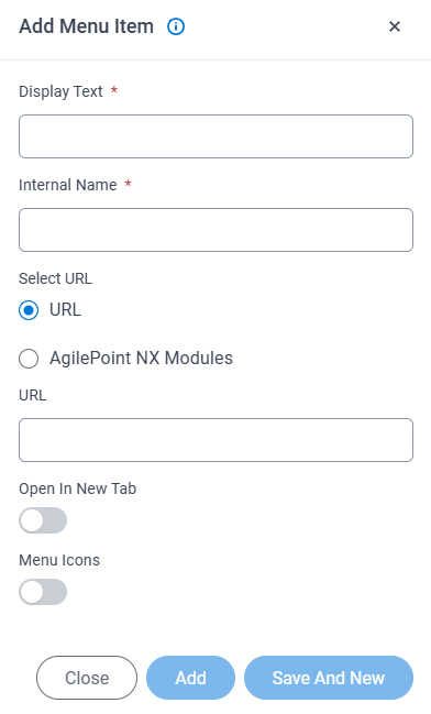 Add Menu Item Screen