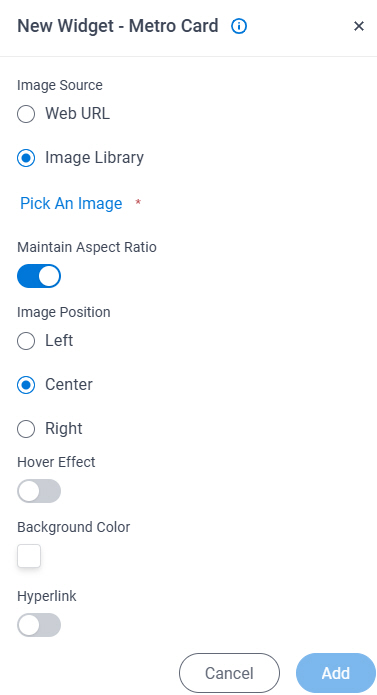 Metro Card Widget screen