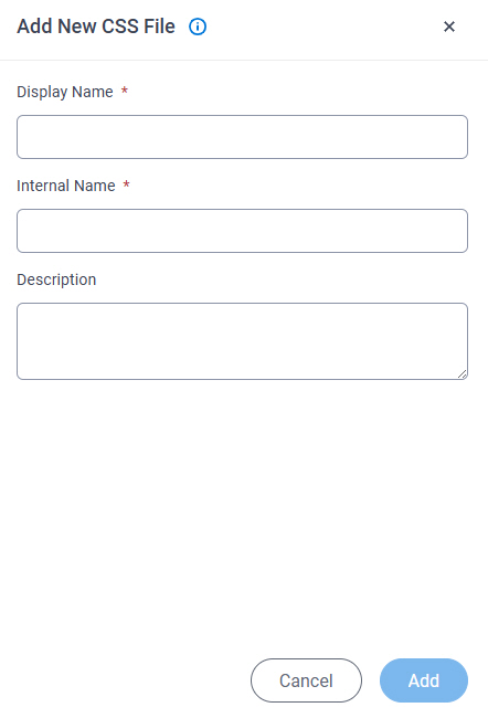 Add New CSS File screen