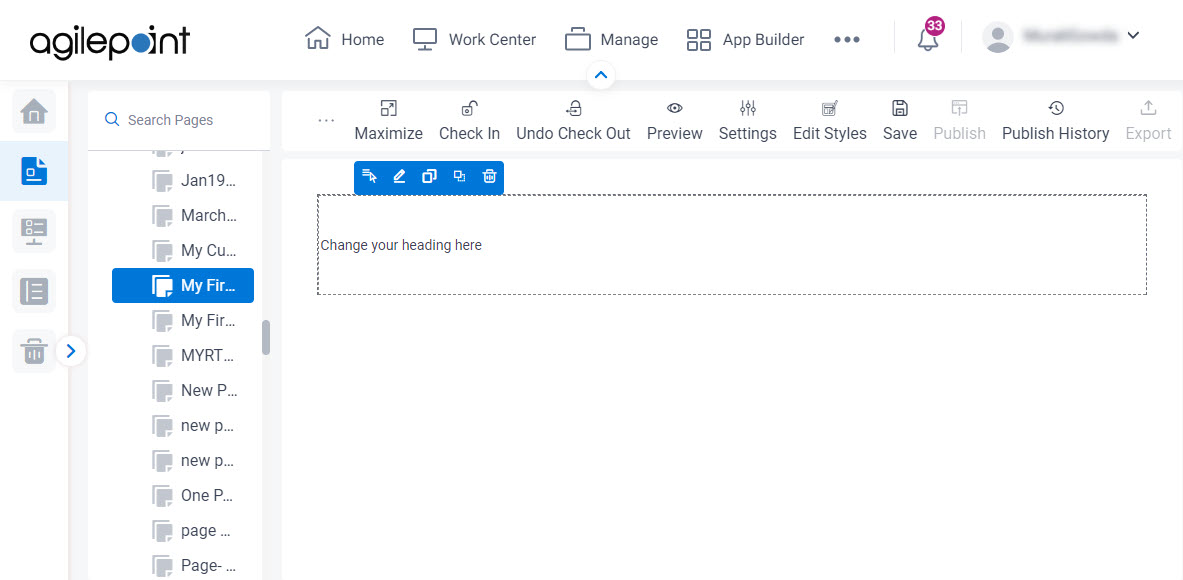 Heading Widget Custom Page