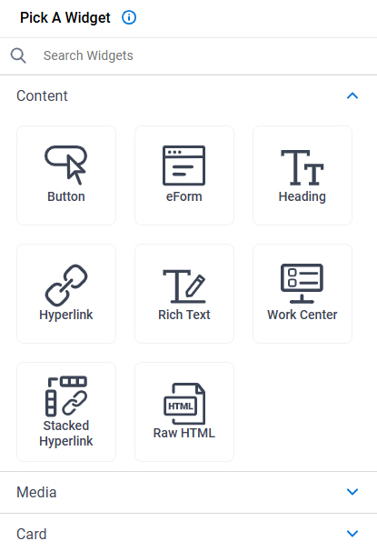 Pick a Widget screen