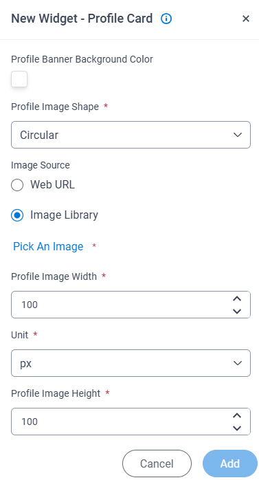 Profile Card Widget screen