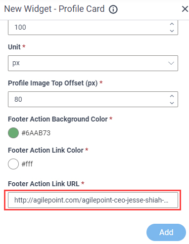 Profile Card Widget Link URL