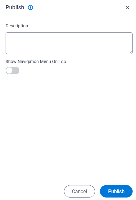 Publish Page screen