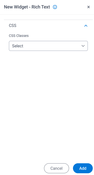 Rich Text Widget screen CSS tab