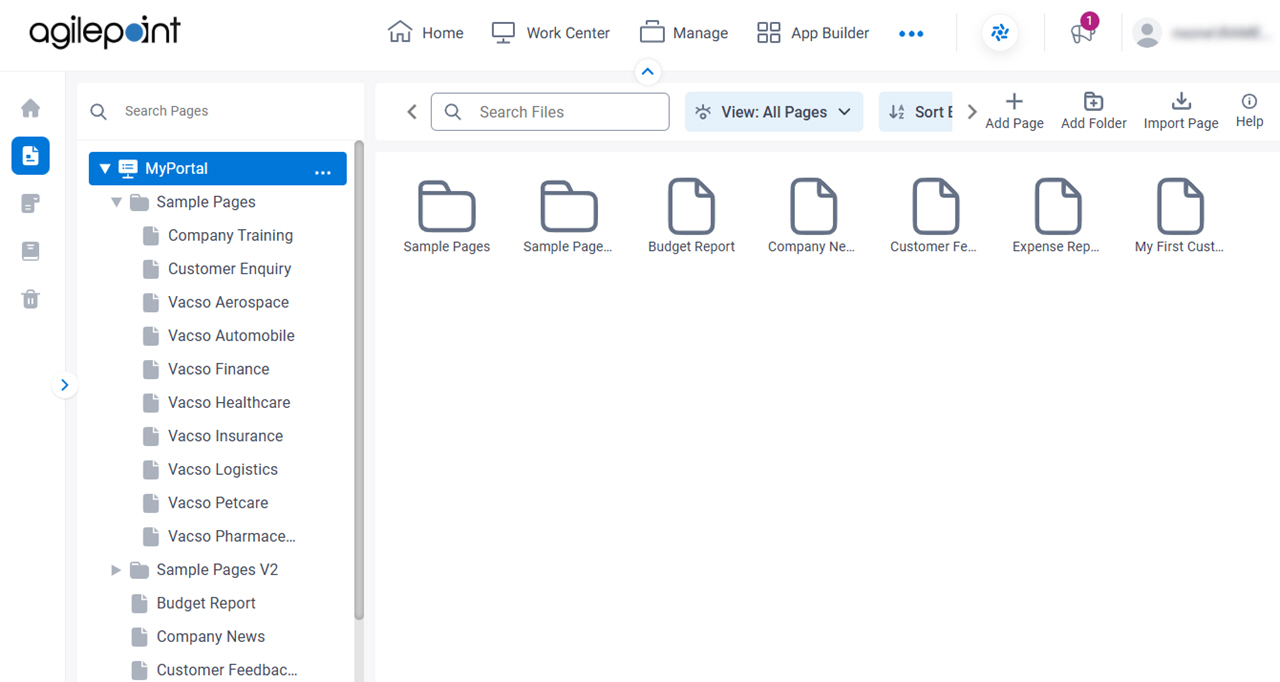 Sample Pages screen